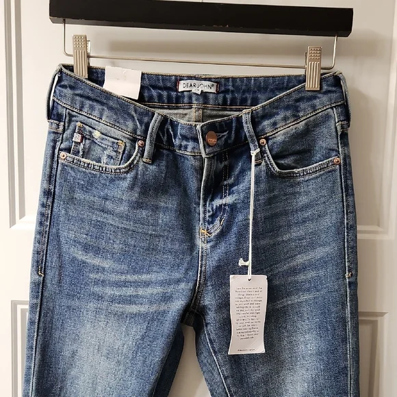 NWT Dear John Blue Distressed Flare Jeans - 25 - Picture 2 of 8